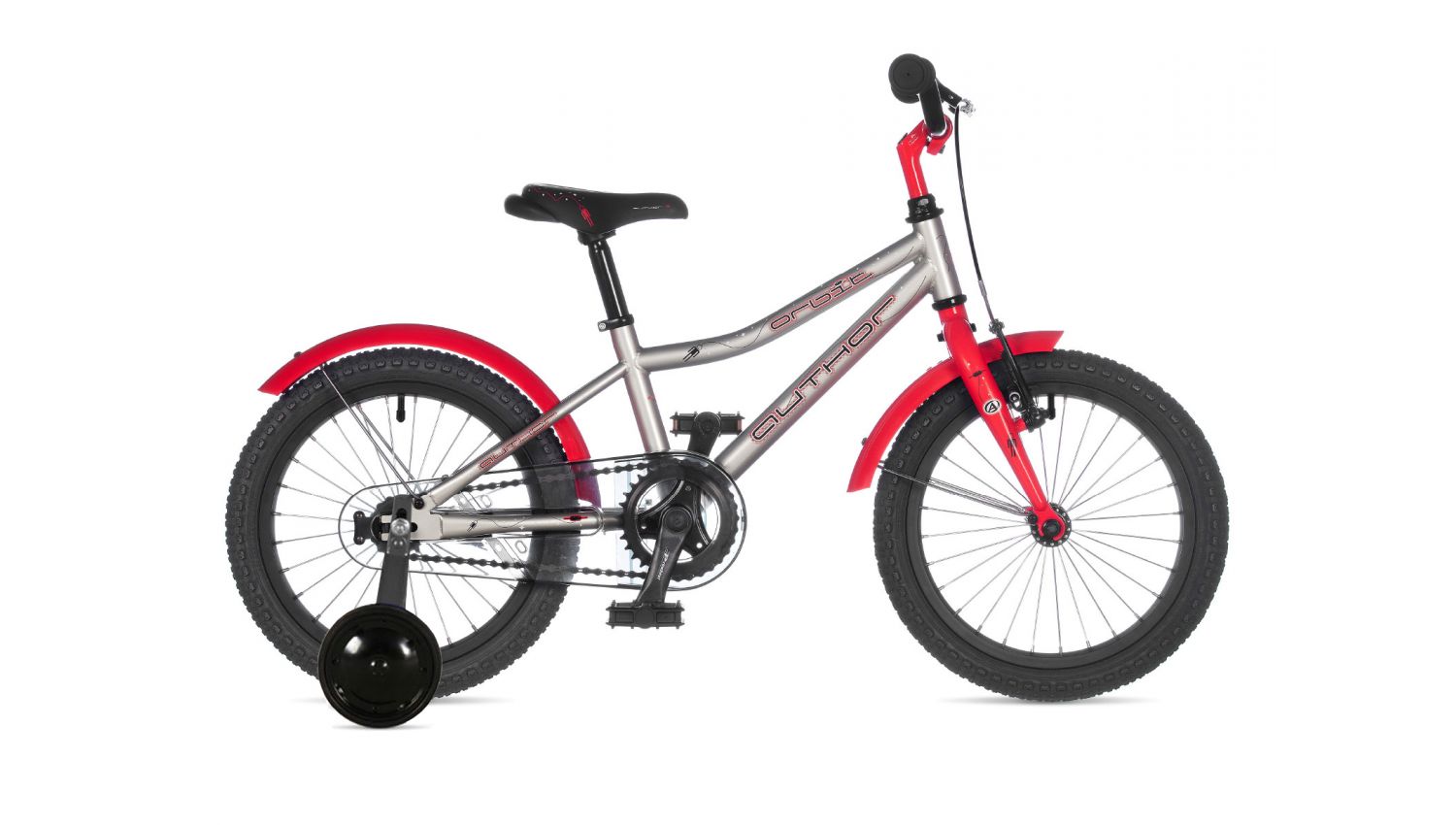 Велосипед AUTHOR (2021) Orbit II 16",рама 9", колір-сріблястий // червоний