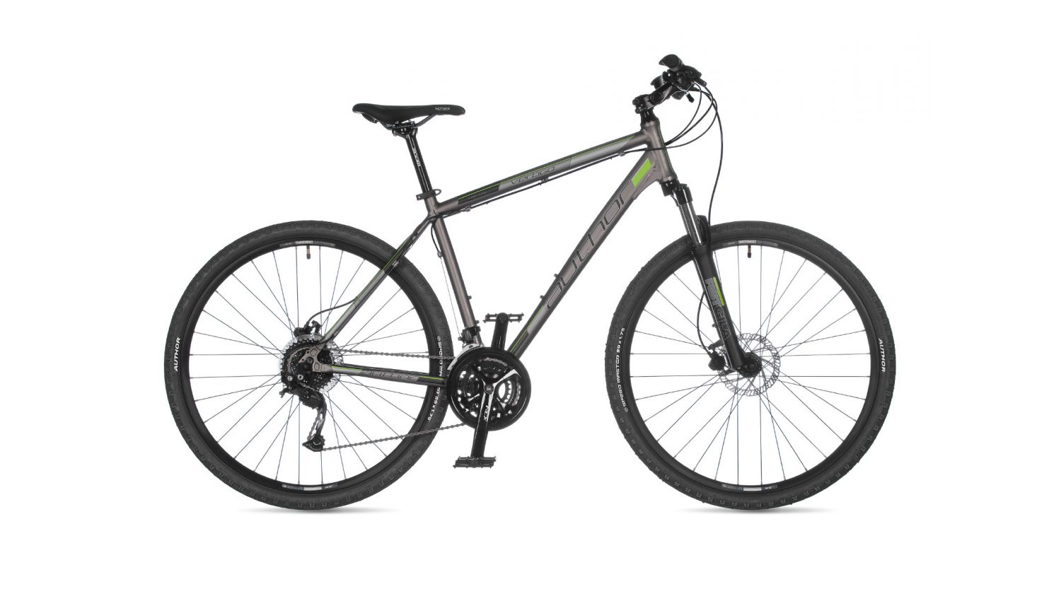 Велосипед AUTHOR (2021) Vertigo 29",  колір-сріблястий (зелений) // чорний