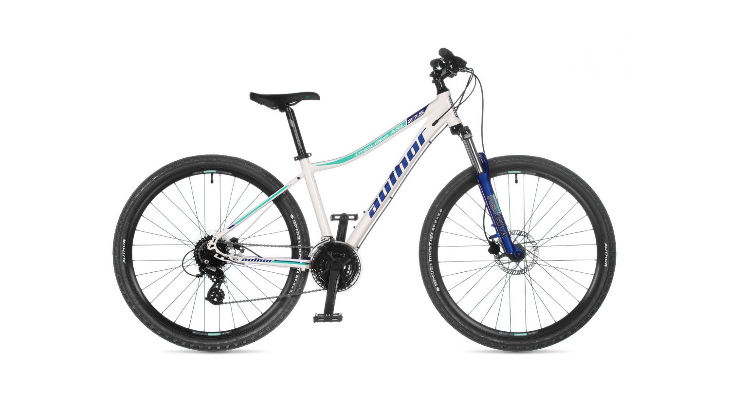 Велосипед AUTHOR (2021) Rival ASL 27.5", колір-білий (сріблястий) // блакитний