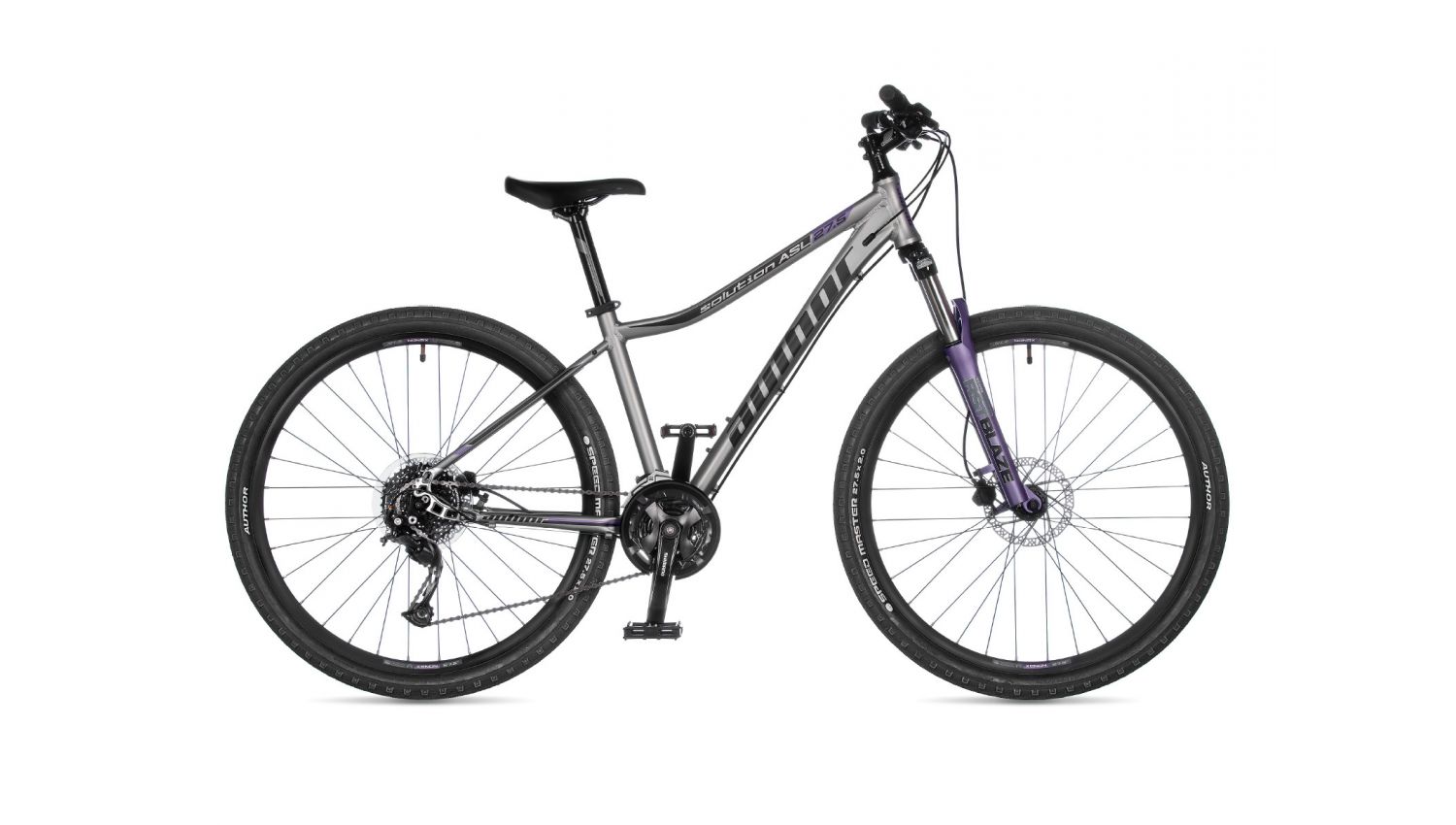 Велосипед AUTHOR (2021) Solution ASL 27.5", колір-сріблястий (чорний) // ліловий